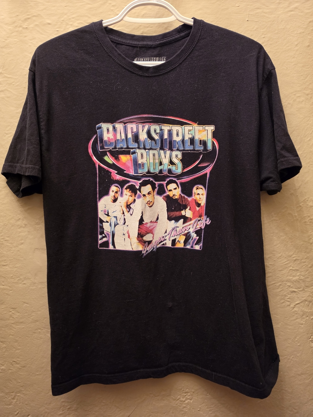 Backstreet Boys Larger Than Life Graphic T-Shirt Black Medium Y2K Pop Music Tee